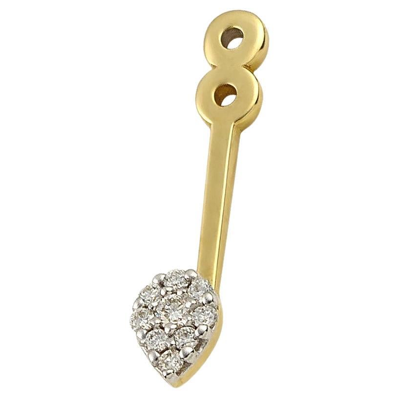 Single Floating Pear Diamond Accessory -Ear Jacket- in Yellow Gold and Diamonds For Sale