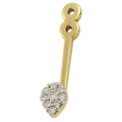 Einzelnes schwebendes birnenförmiges Diamant-Accessoire - Ohrjacke- aus Gelbgold und Diamanten