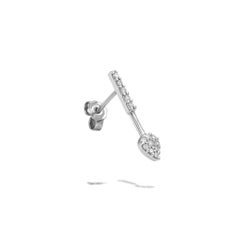 Single Floating Pear Diamond Earring in White Gold and Diamonds
