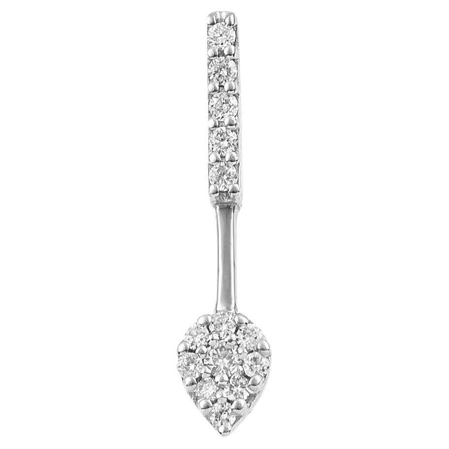 Single Floating Pear Diamond Earring in White Gold and Diamonds For Sale