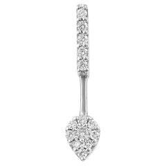 Single Floating Pear Diamond Earring in White Gold and Diamonds