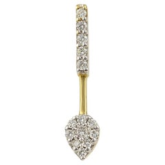 Single Floating Pear Diamond Earring in Yellow Gold and Diamonds