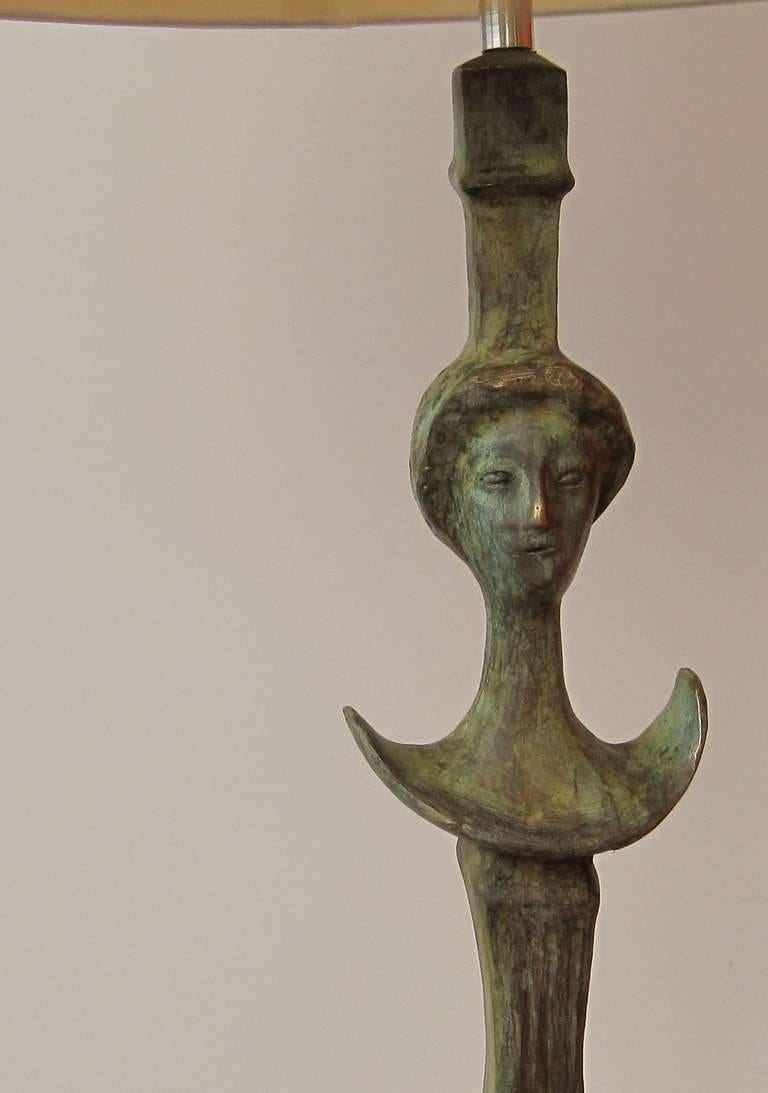 Brass Single Floor Lamp in the Manner of Giacometti For Sale
