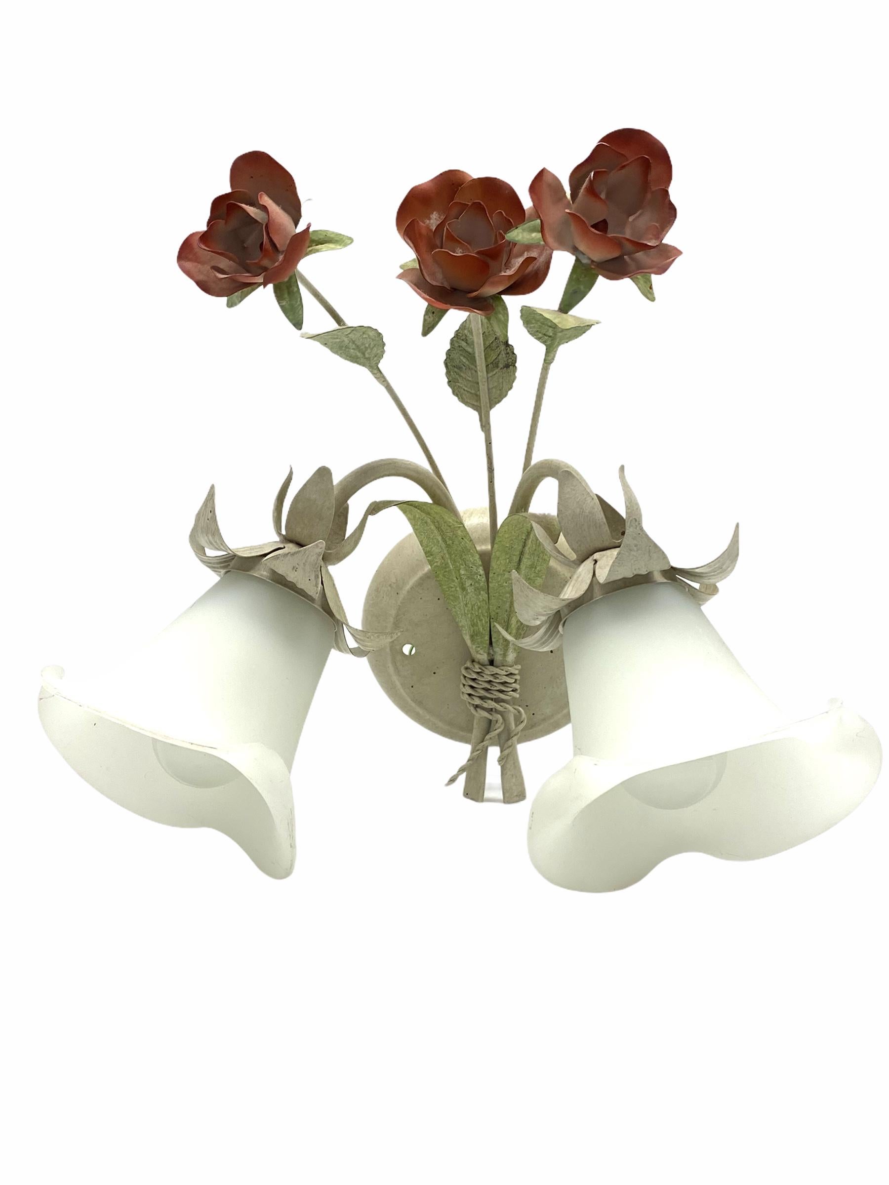 Metal Single Florentine Austrian Floral Sconce, Austria, 1980s