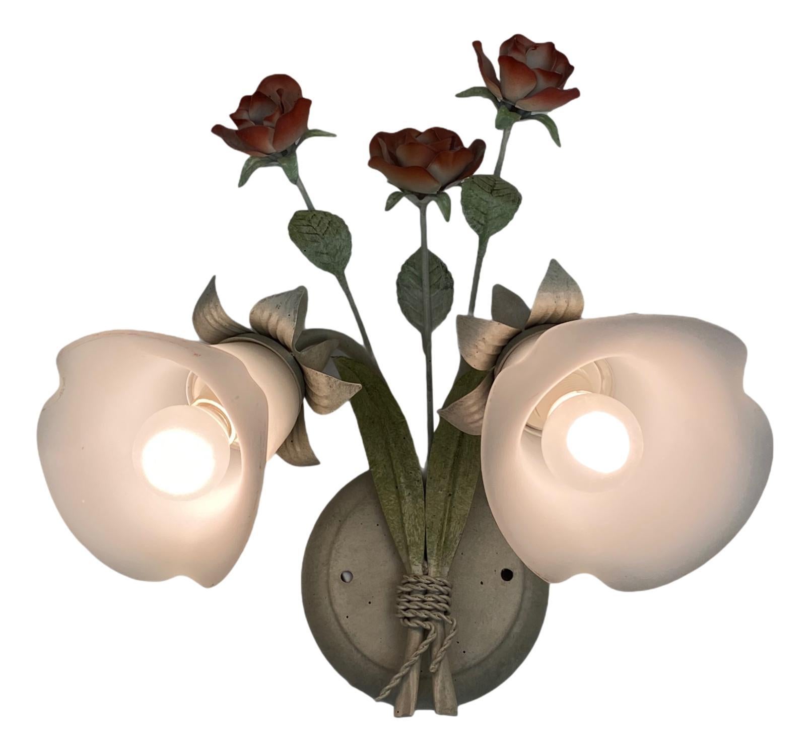 Single Florentine Austrian Floral Sconce, Austria, 1980s 1