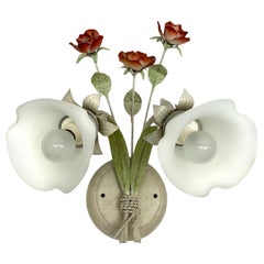 Vintage Single Florentine Austrian Floral Sconce, Austria, 1980s