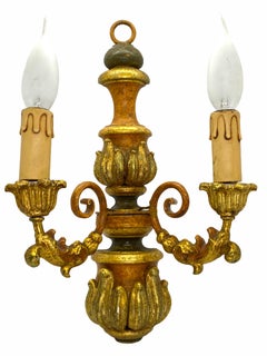Single Florentine Tole Toleware Italian Giltwood Sconce, Italy, 1980s