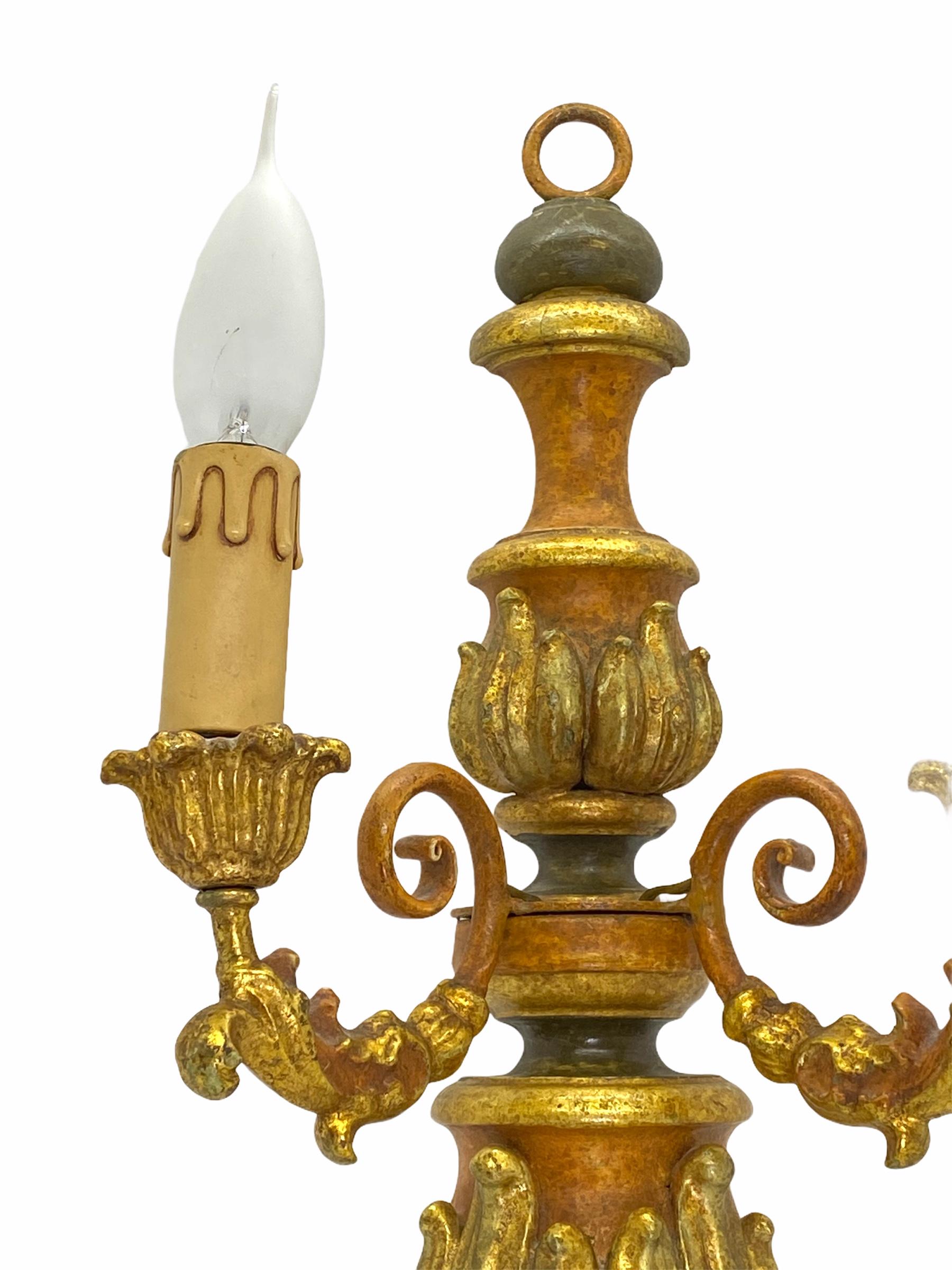 Metal Single Florentine Tole Toleware Italian Giltwood Sconce, Italy, 1980s For Sale