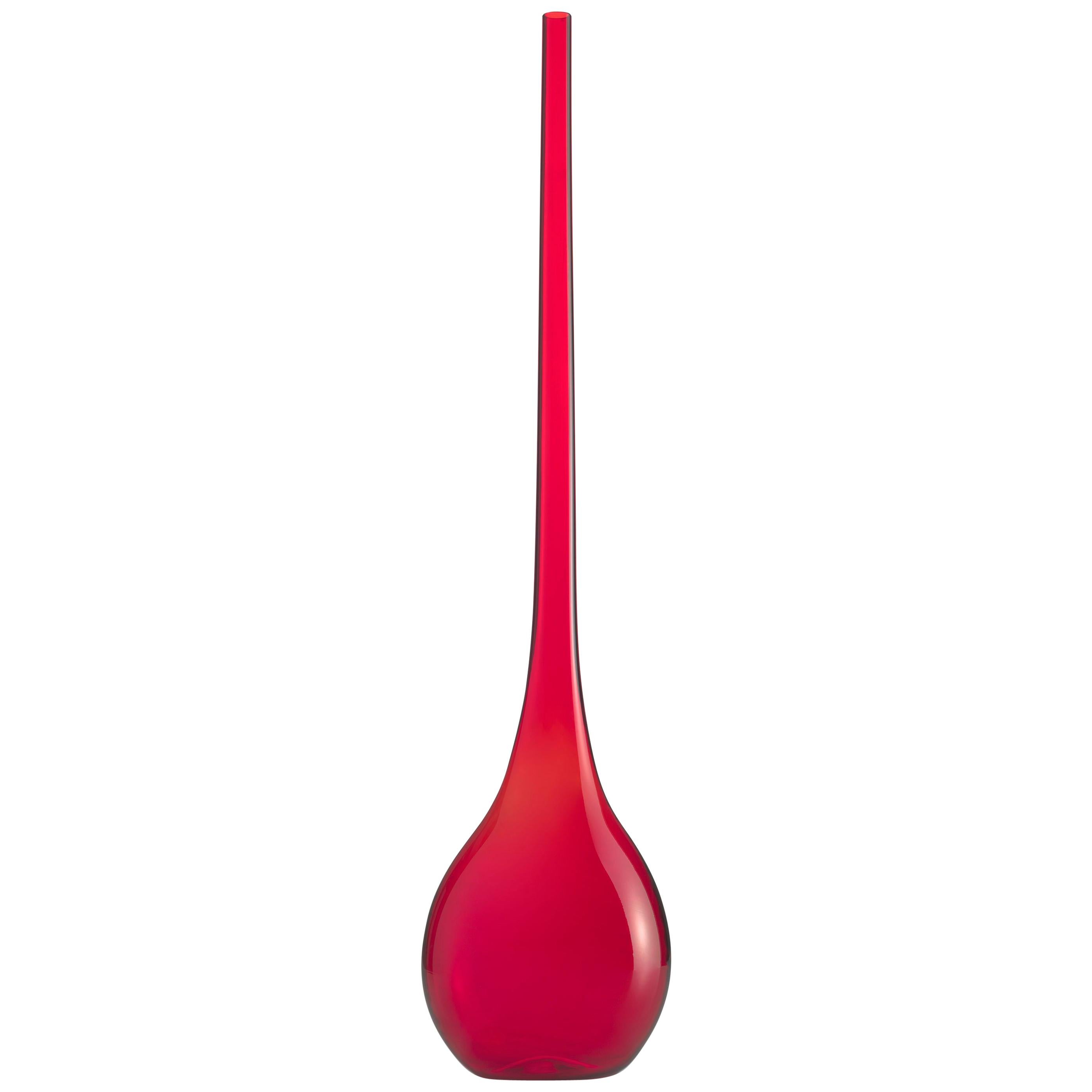 Single-Flower Vase in Red Murano Glass "Bolla" by Nason & Moretti