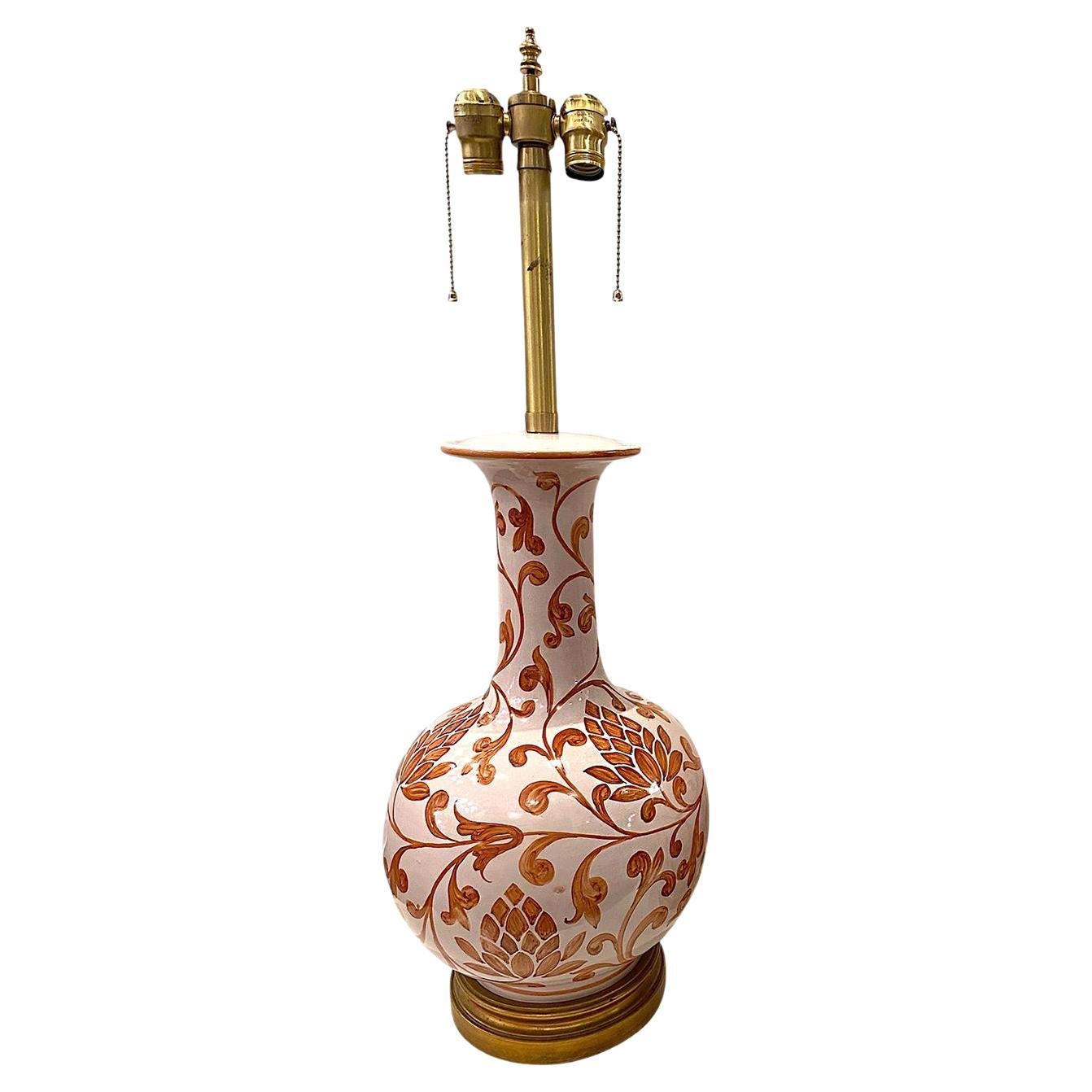 Lampe de table simple à motif de feuillage en vente