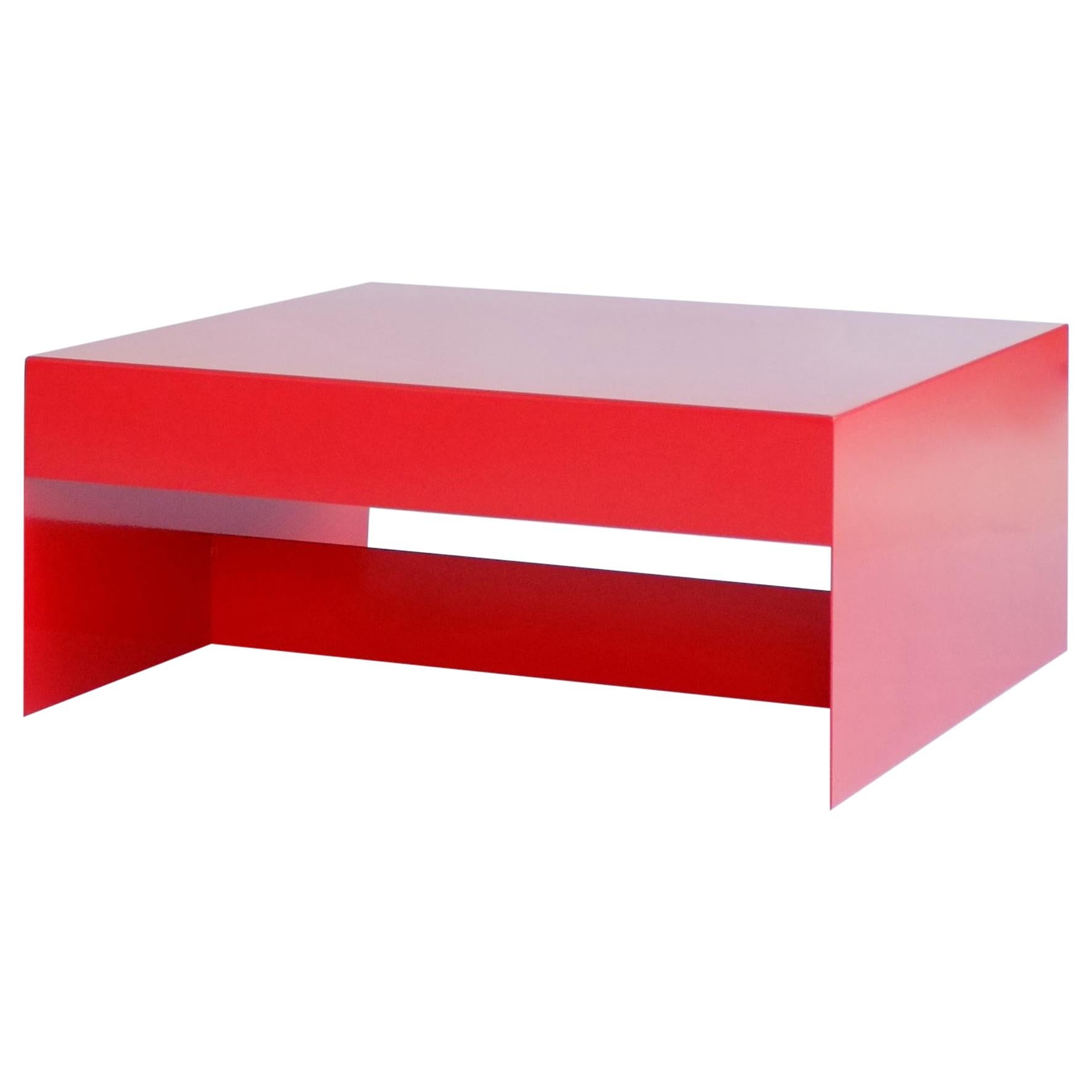 Table basse carrée en aluminium de forme simple rouge - Intérieur / extérieur / personnalisable