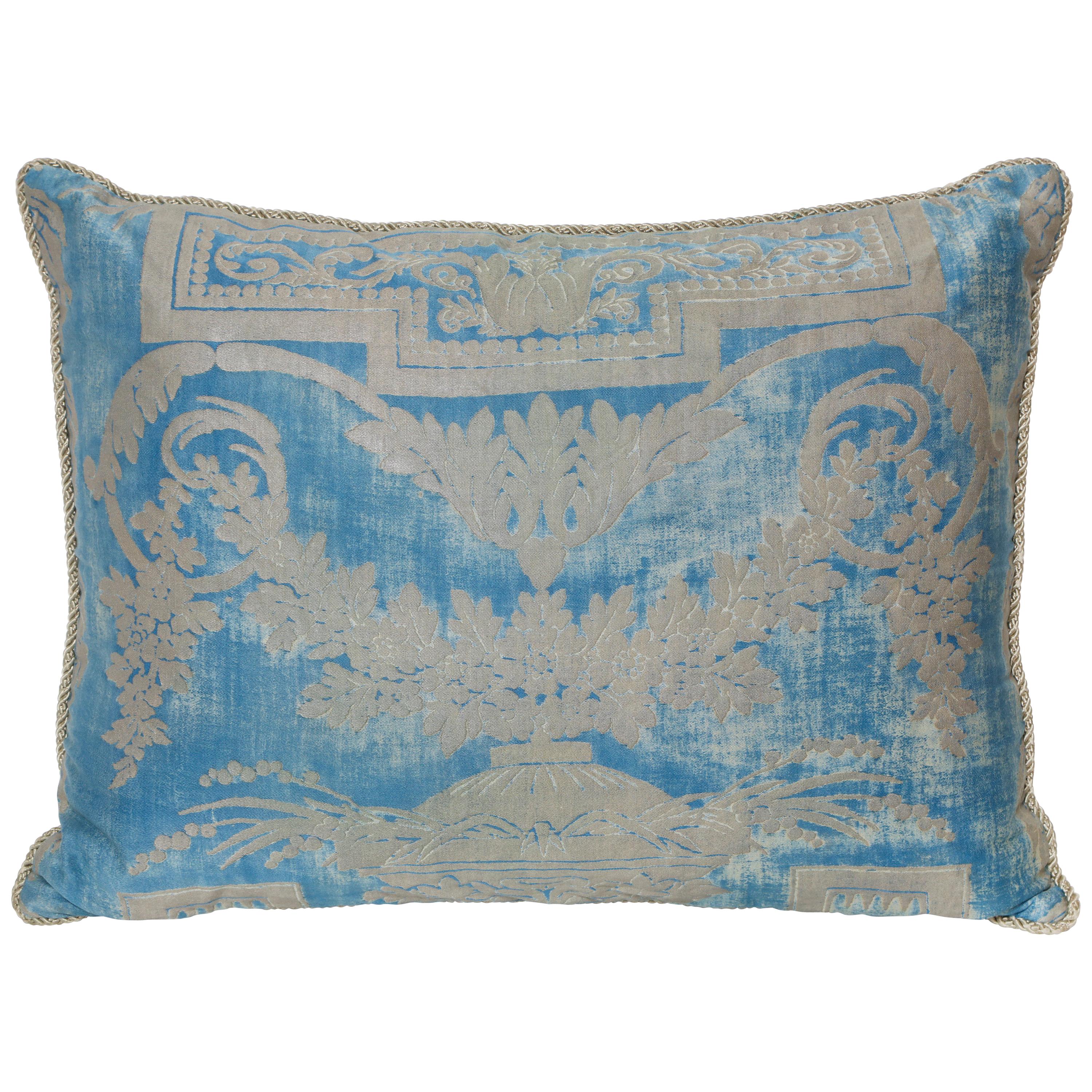 Single Fortuny Fabric Cushion in a Neoclassical Pattern For Sale