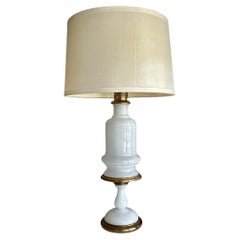 Single Frederick Cooper Brass and Opaline Glass Table Lamp