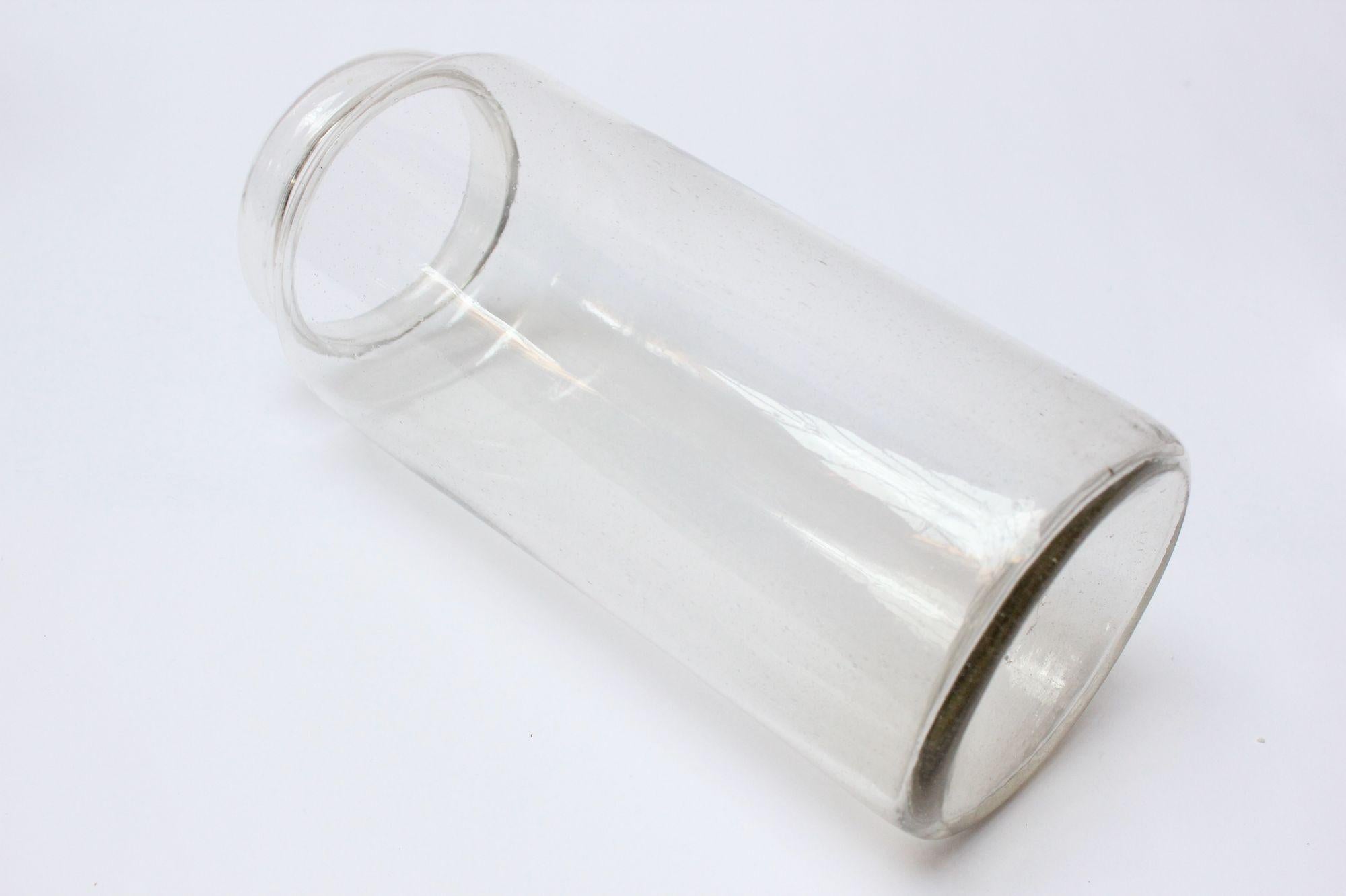 Single French Antique Blown Cylindrical Clear Glass Jar, Ten Available For Sale 4