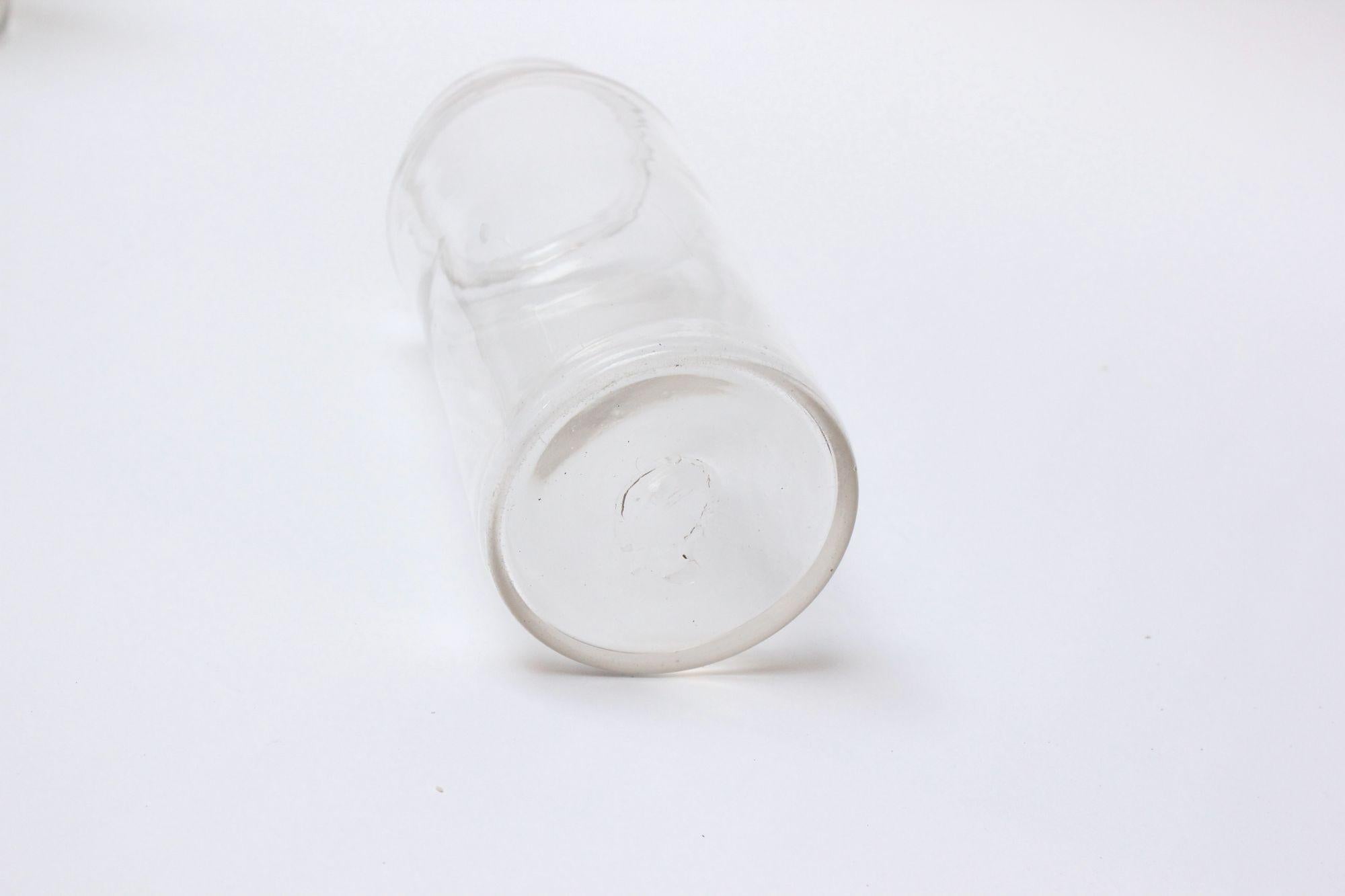 Single French Antique Blown Cylindrical Clear Glass Jar, Ten Available For Sale 5
