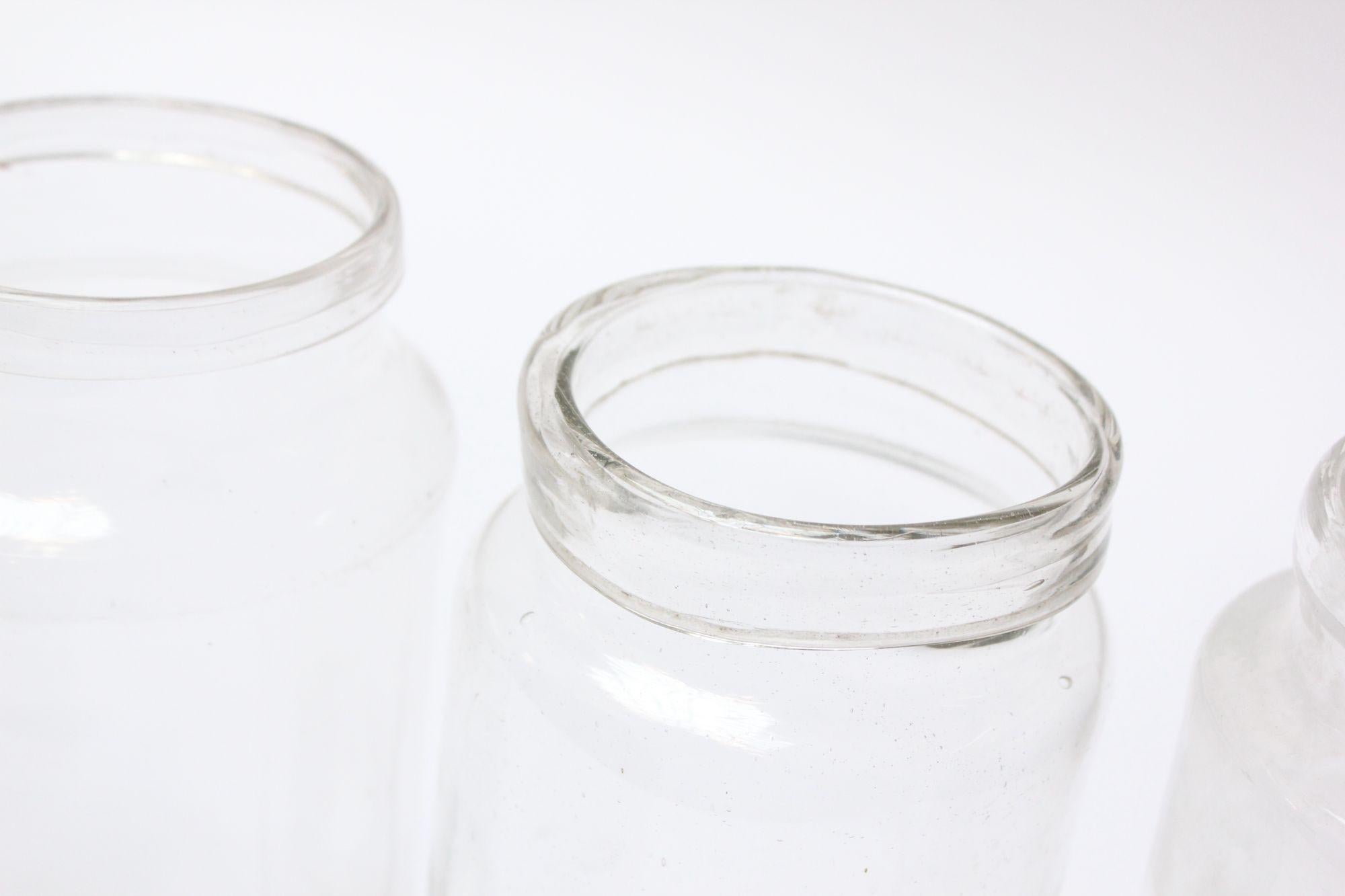Single French Antique Blown Cylindrical Clear Glass Jar, Ten Available For Sale 6
