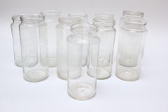 Single French Antique Blown Cylindrical Clear Glass Jar, Ten Available