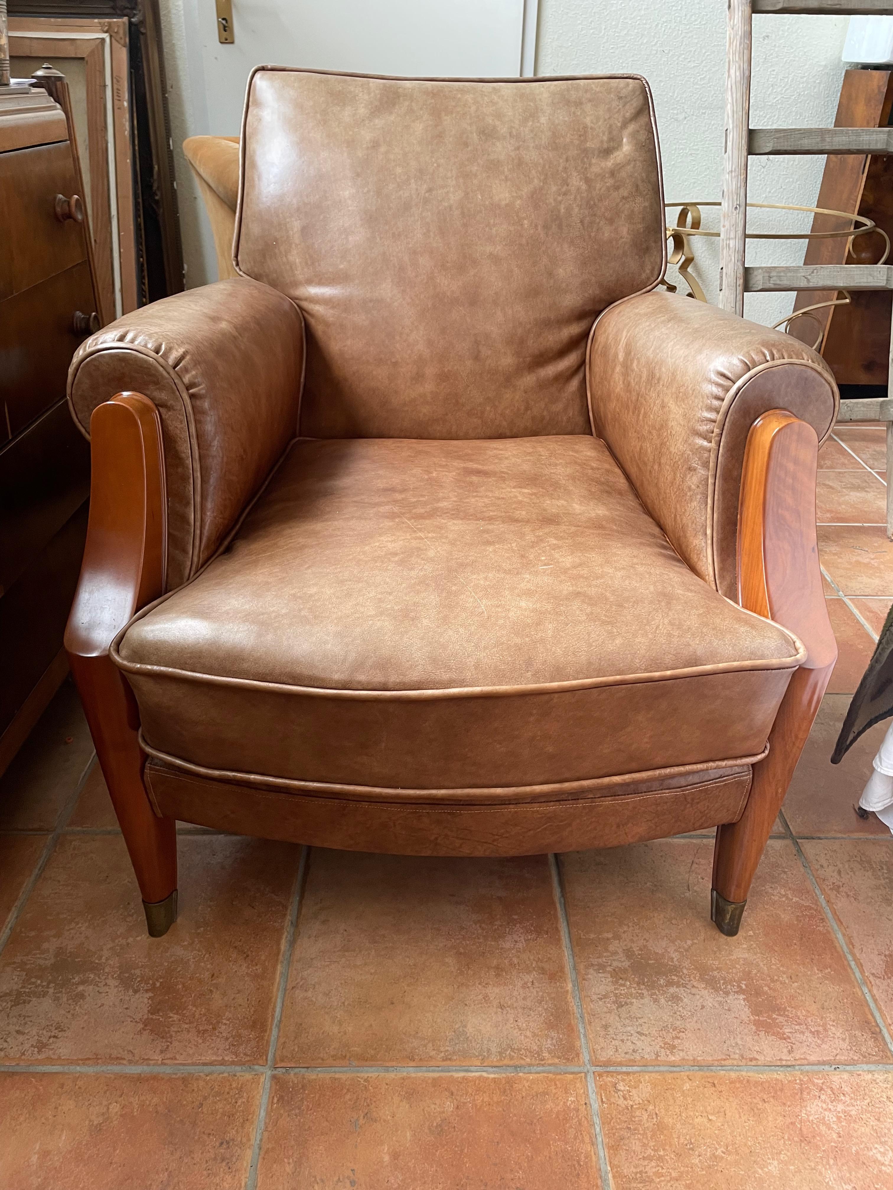 Art Deco Single French Art Déco Club Chair by Baptistin Spade. France 1930s. Documented. For Sale
