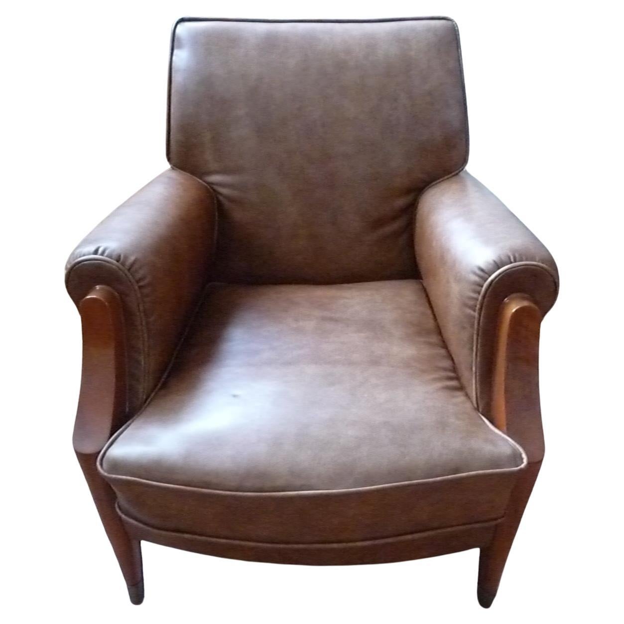Single French Art Déco Club Chair by Baptistin Spade. 1930s. For Sale