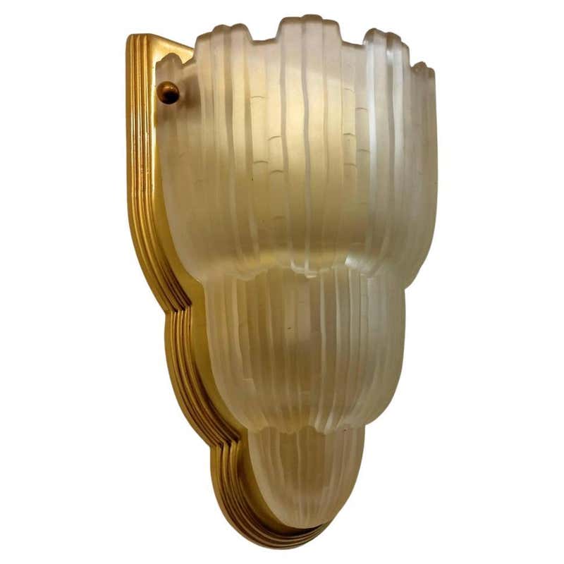 Single French Art Deco Waterfall Wall Sconce Signed by Sabino For Sale ...