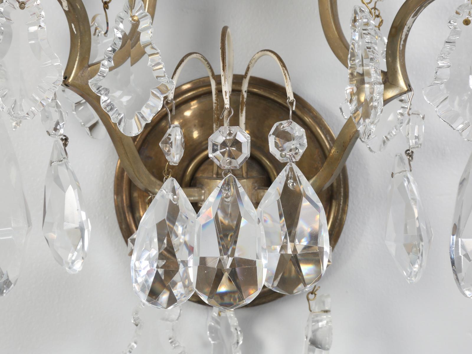 Single French Brass and Crystal Sconce 9