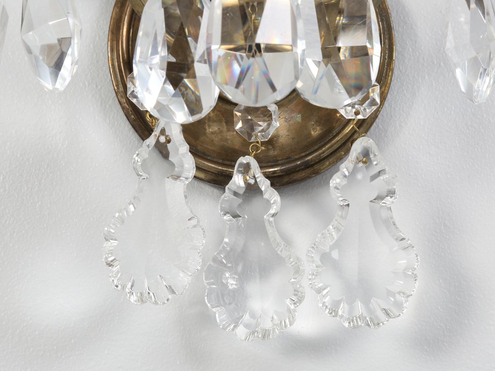 Single French Brass and Crystal Sconce 10