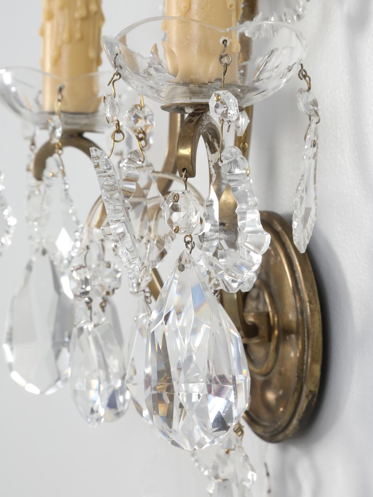 Single French Brass and Crystal Sconce 5