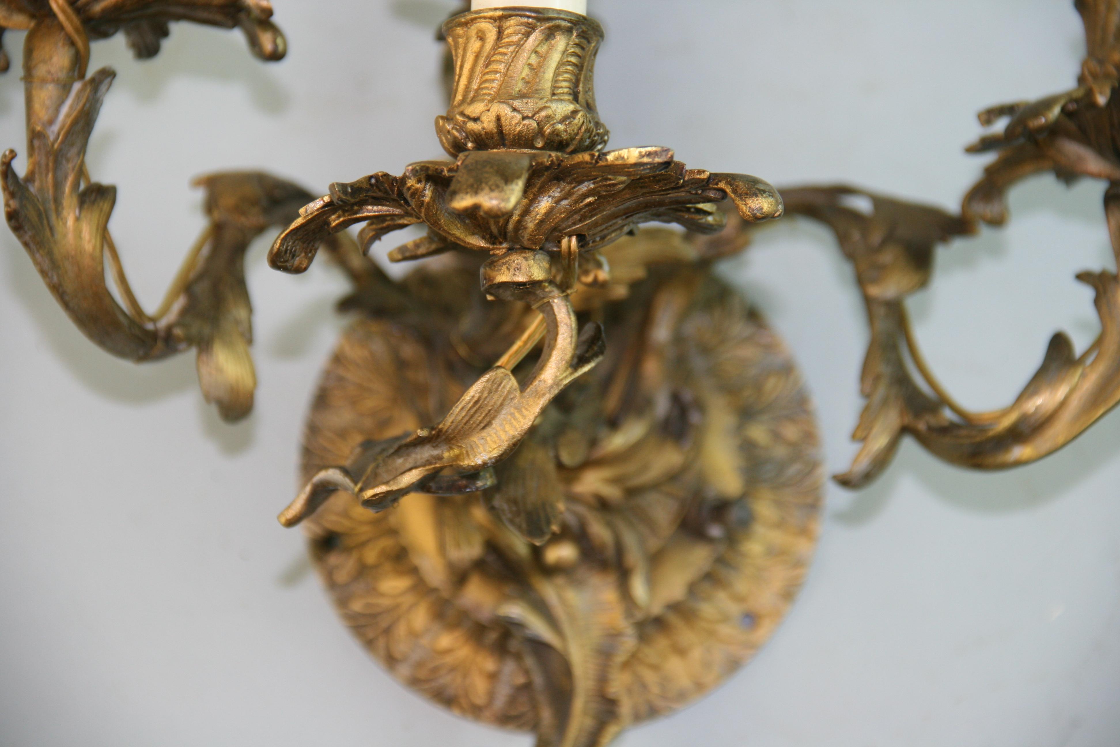 Late 19th Century Antique Single French Bronze Baroque Four Light Sconce For Sale