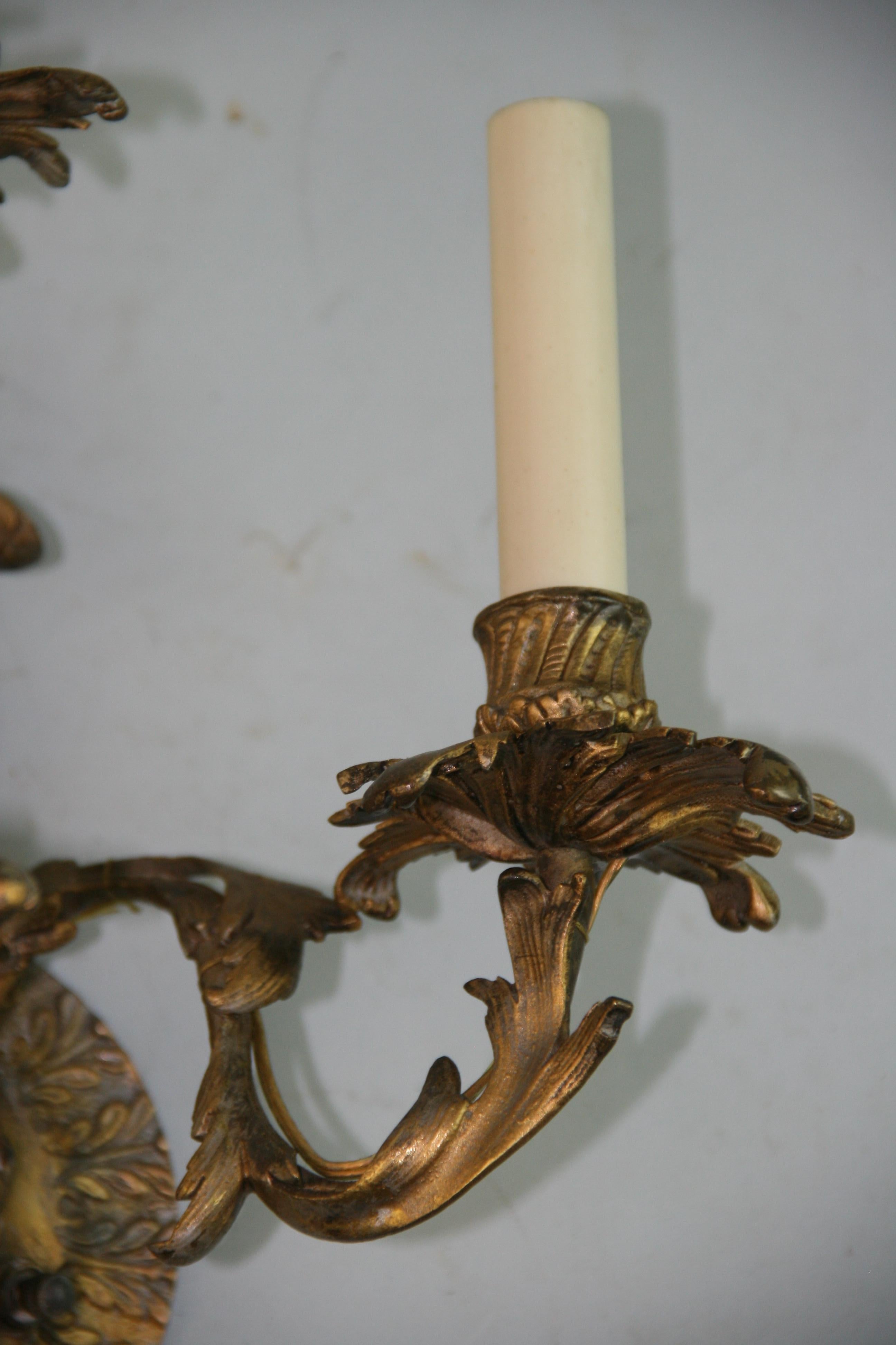 Antique Single French Bronze Baroque Four Light Sconce For Sale 3