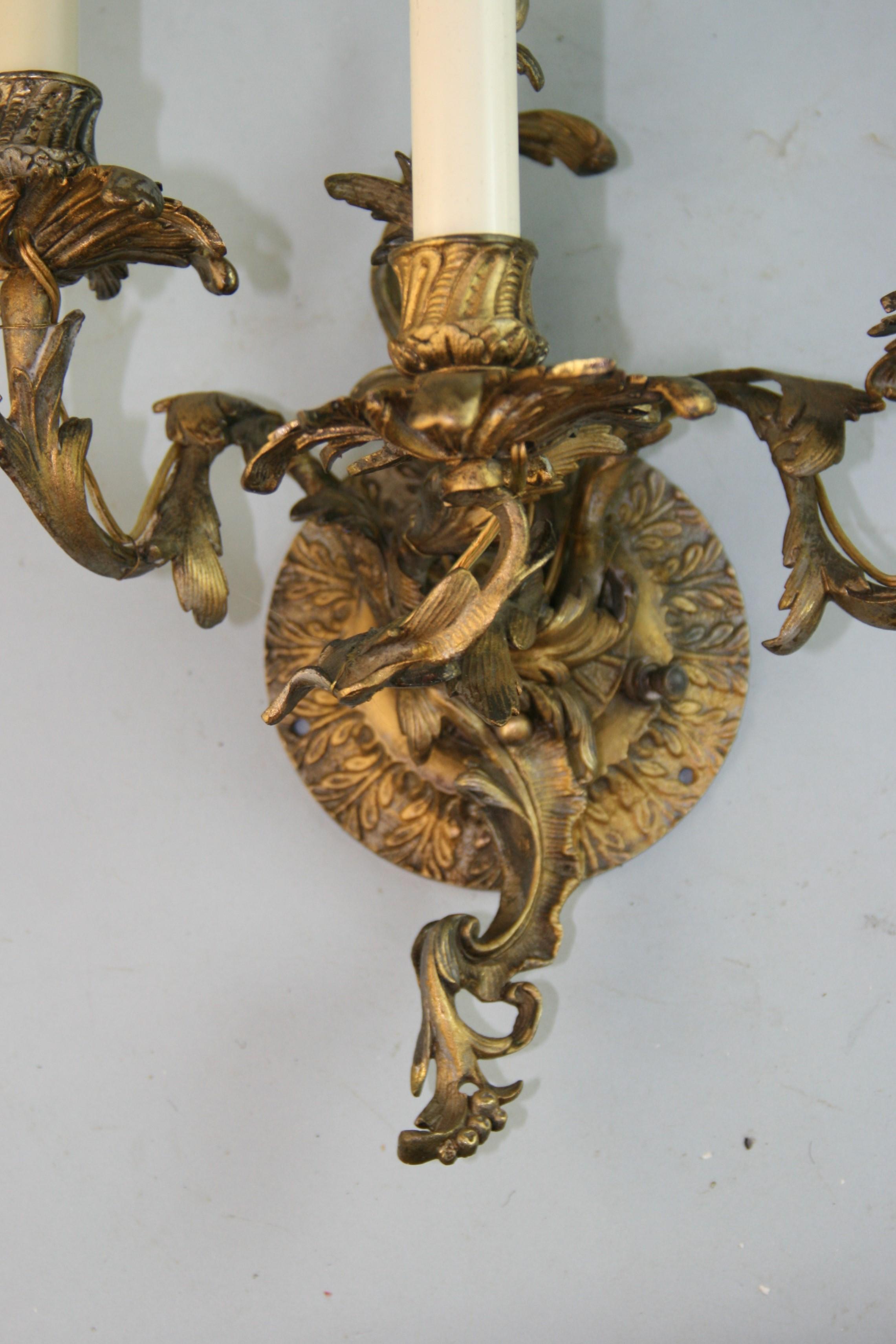 Antique Single French Bronze Baroque Four Light Sconce For Sale 4