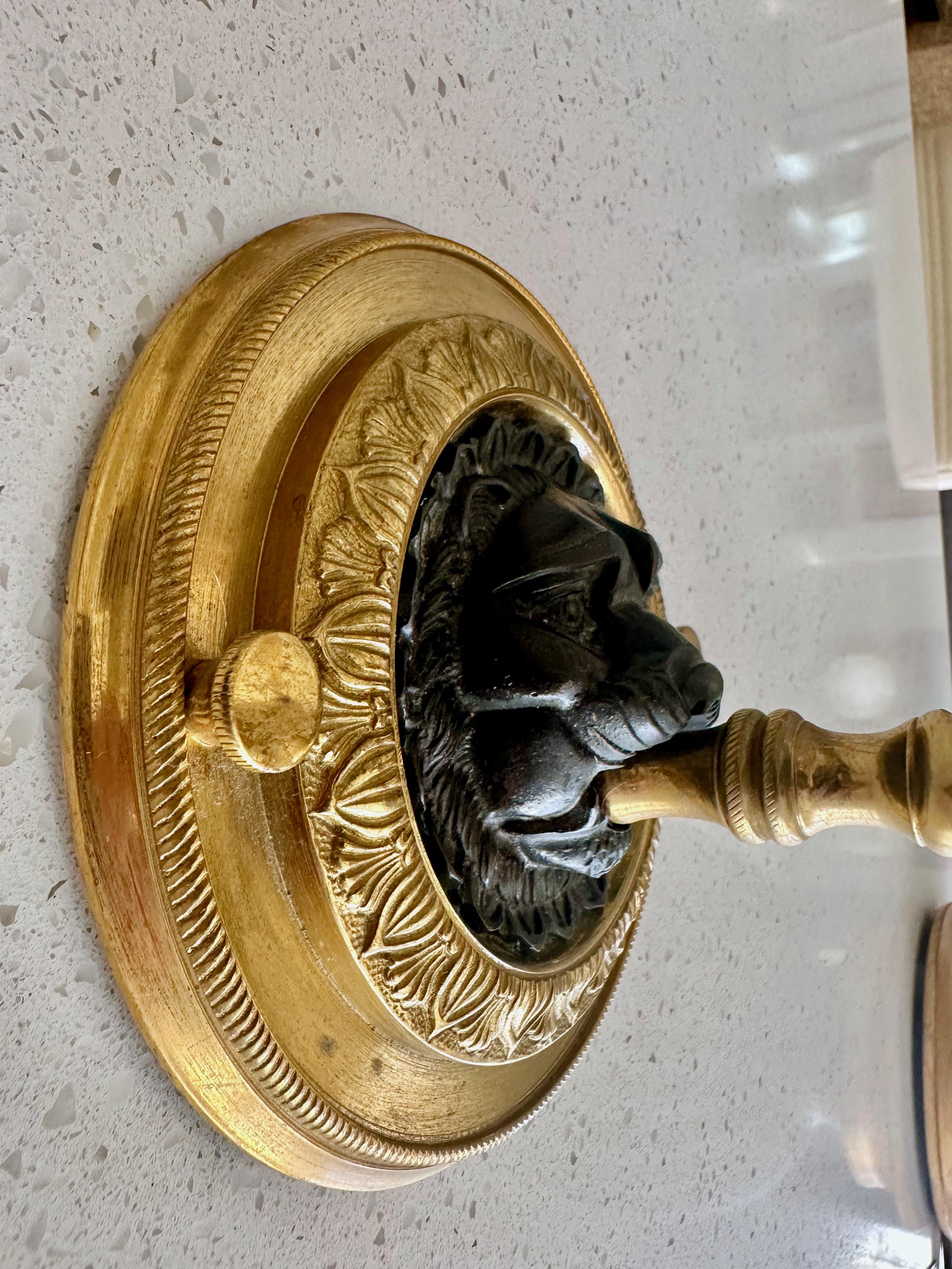Single French Empire Style Gilt Bronze Lion Wall Sconce For Sale 10