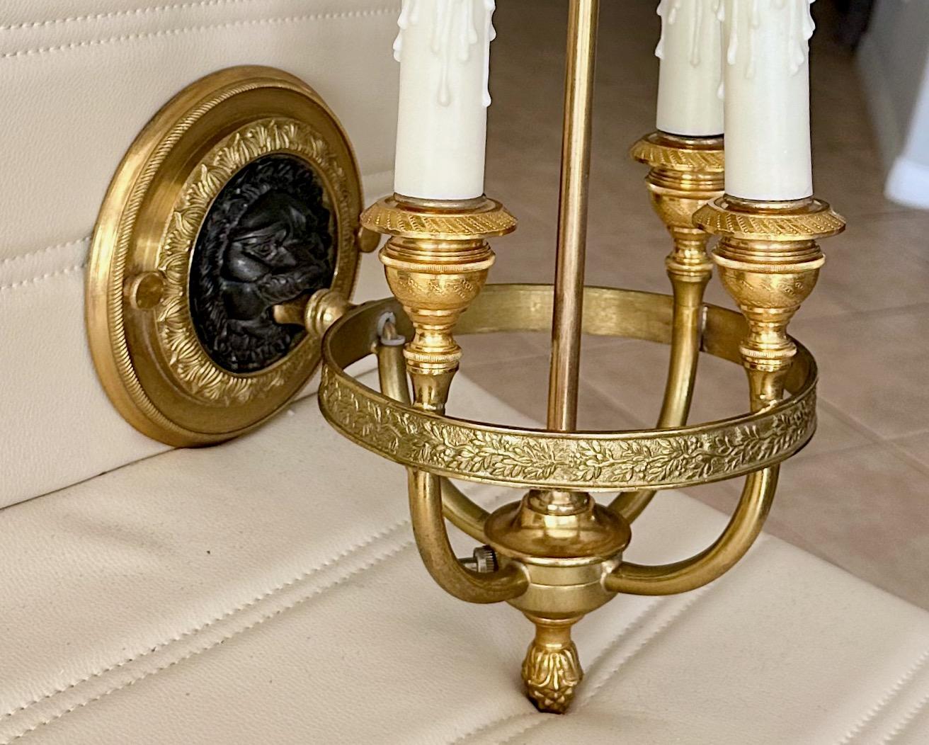 Brass Single French Empire Style Gilt Bronze Lion Wall Sconce For Sale