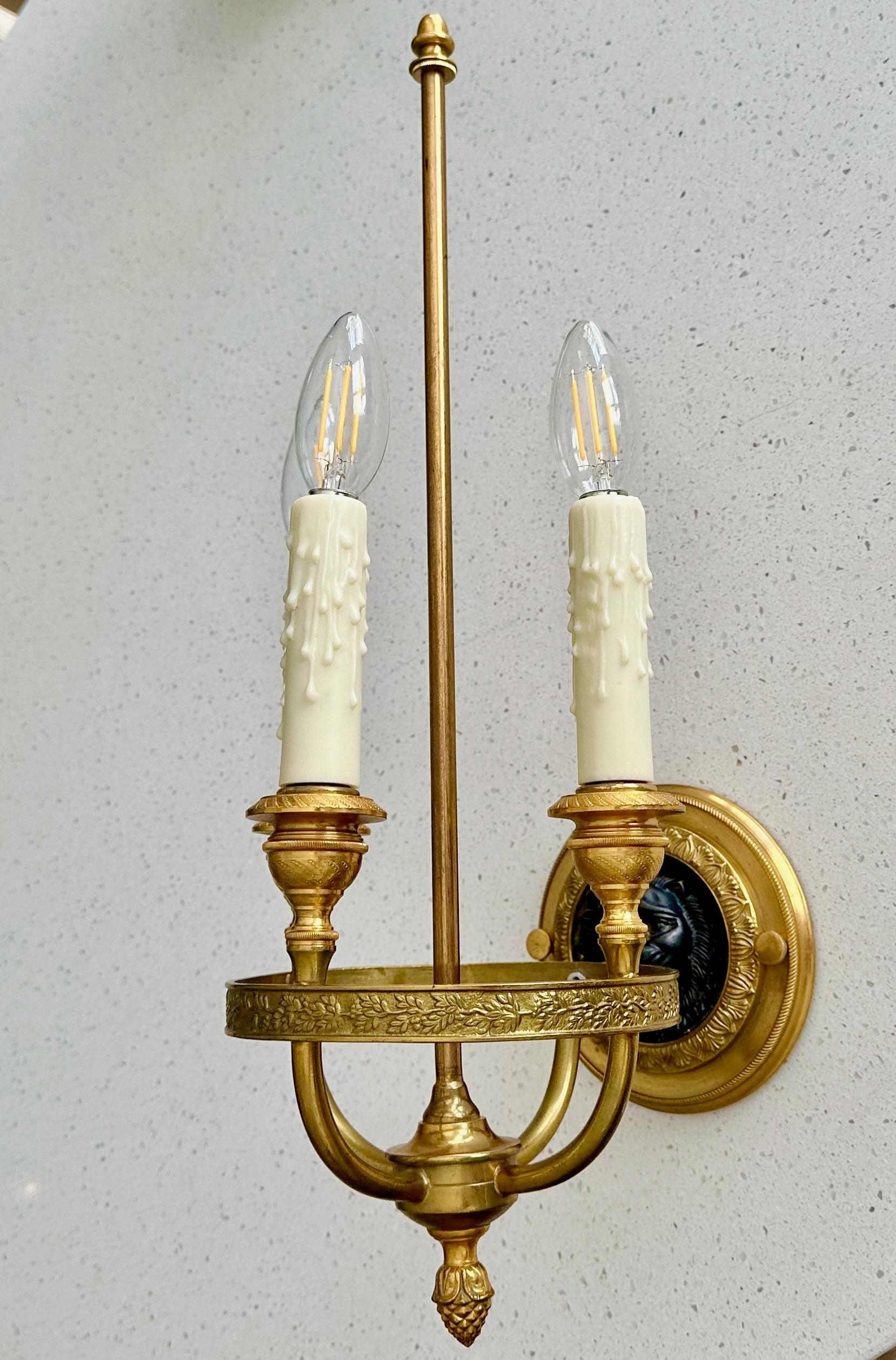 Single French Empire Style Gilt Bronze Lion Wall Sconce For Sale 2
