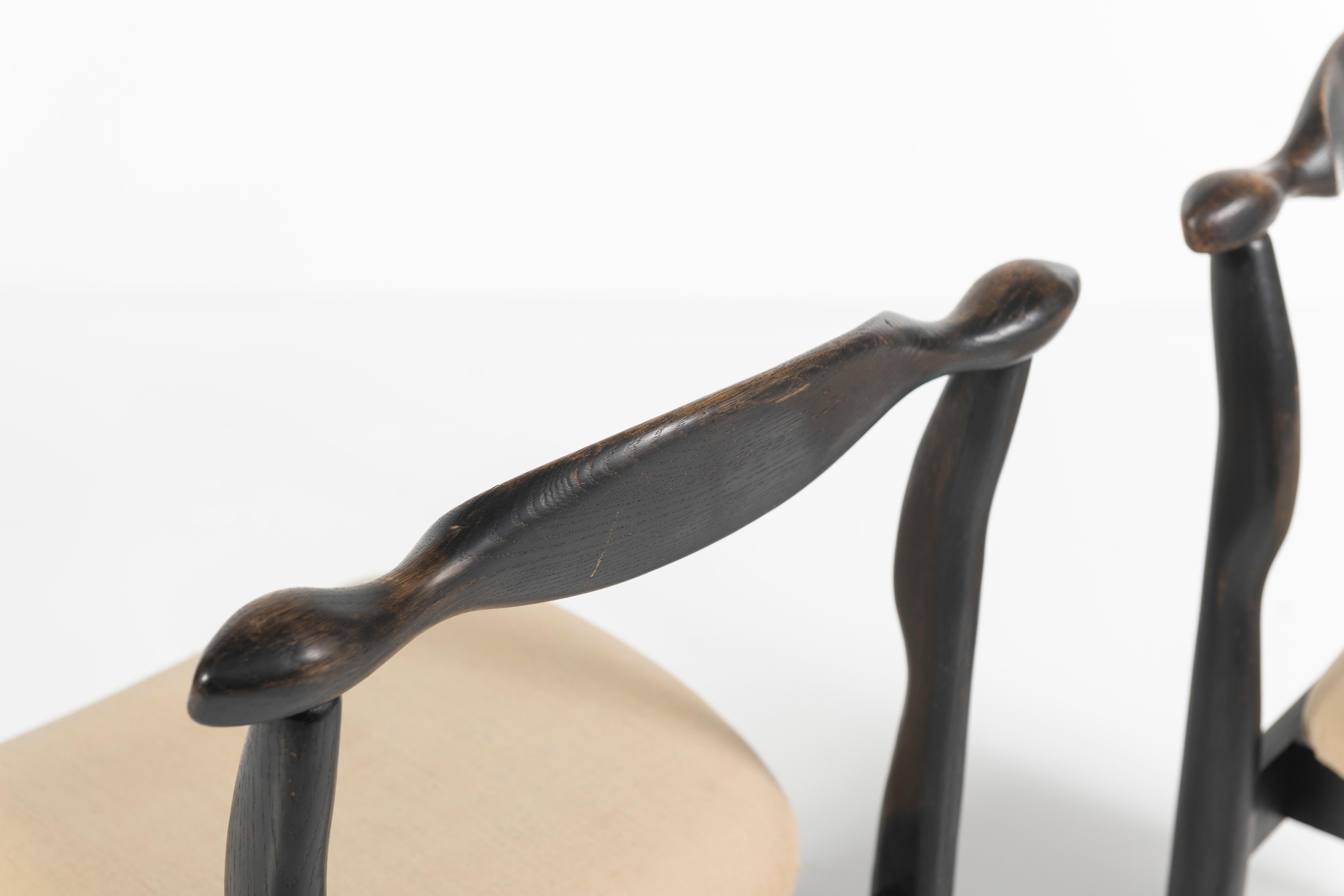 Single Fumay Chair in Black Oak, Guillerme et Chambron, France, 1965 For Sale 5
