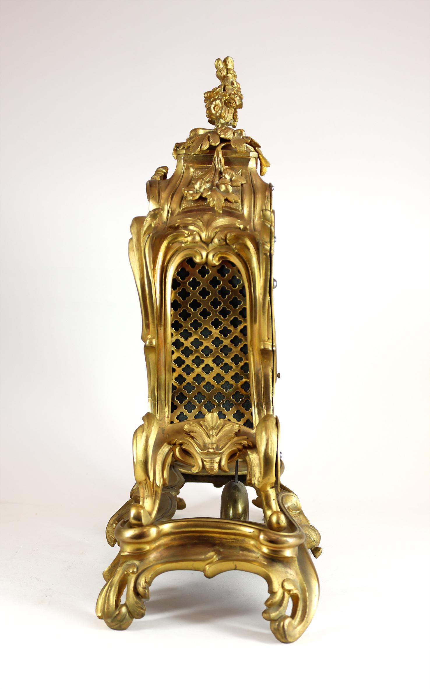 Rococo Single Fusee Mantel clock by Hay London For Sale