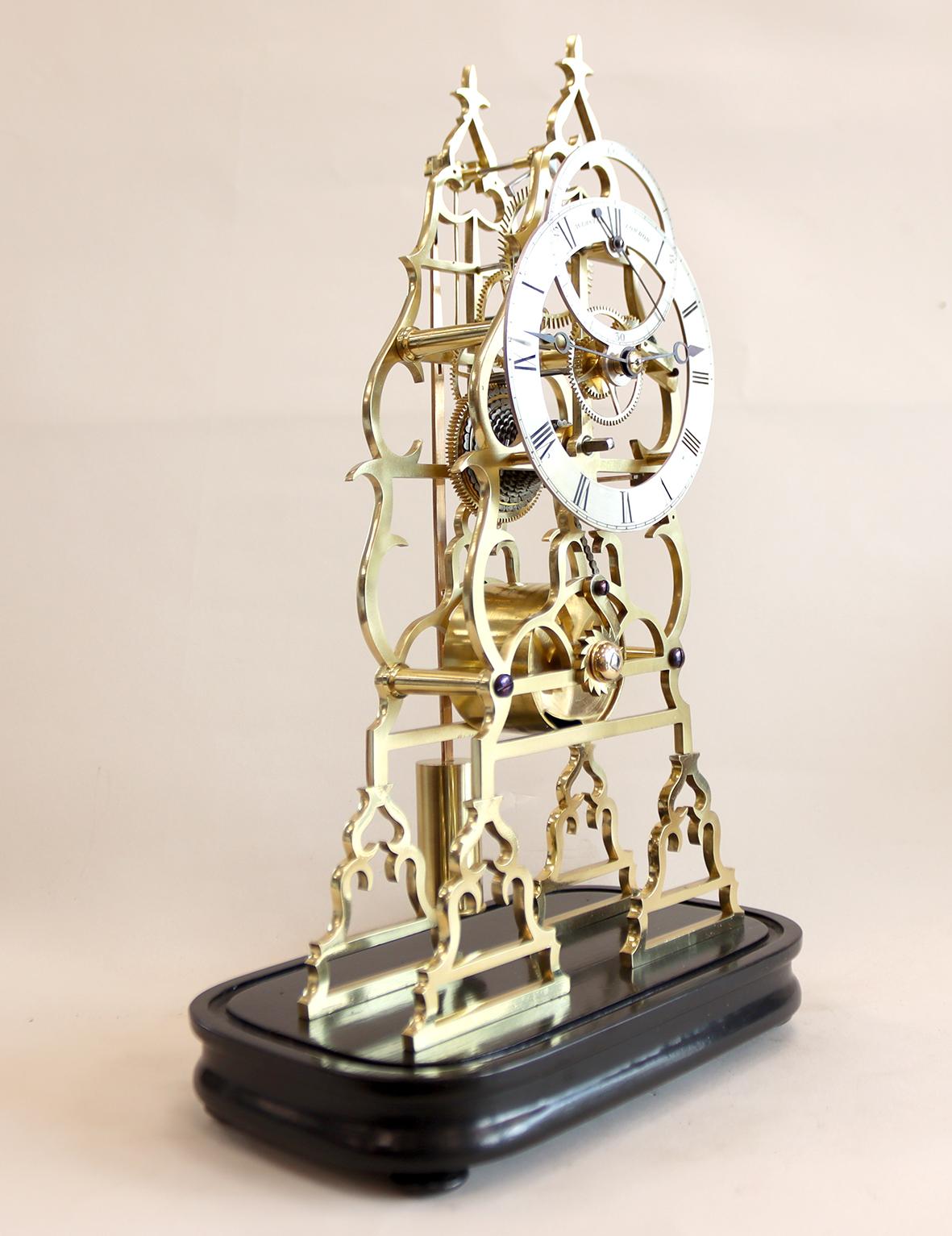 Milieu du XIXe siècle Single Fusee Skeleton Timepiece By Richard Webster en vente