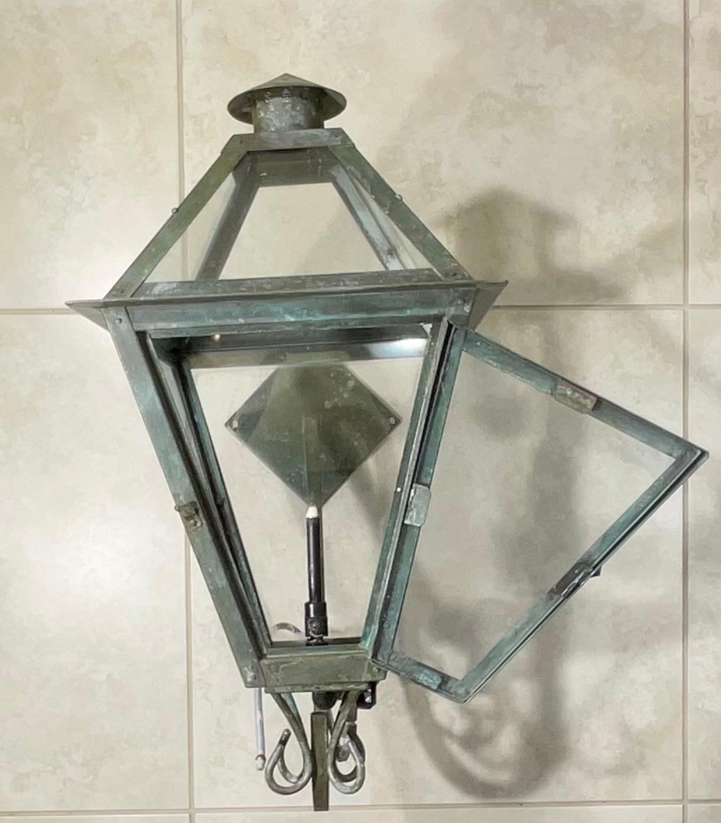 20th Century Single Gas Wall Hanging Copper Lantern For Sale