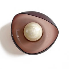 Single GEO blown glass wall sconce light with silver leaf pearl bulb