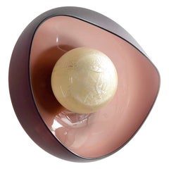 Single GEO blown glass wall sconce light with silver leaf pearl bulb