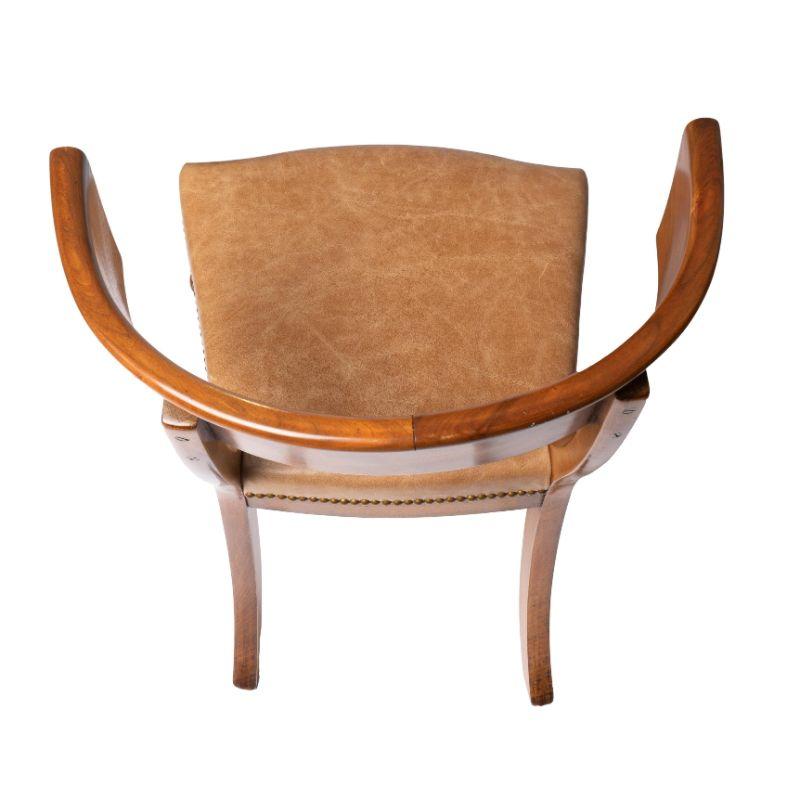 Leather Single German/Austrian Klismos Form Side Chair in European Beech, 1820