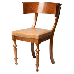 Single German/Austrian Klismos Form Side Chair in European Beech, 1820