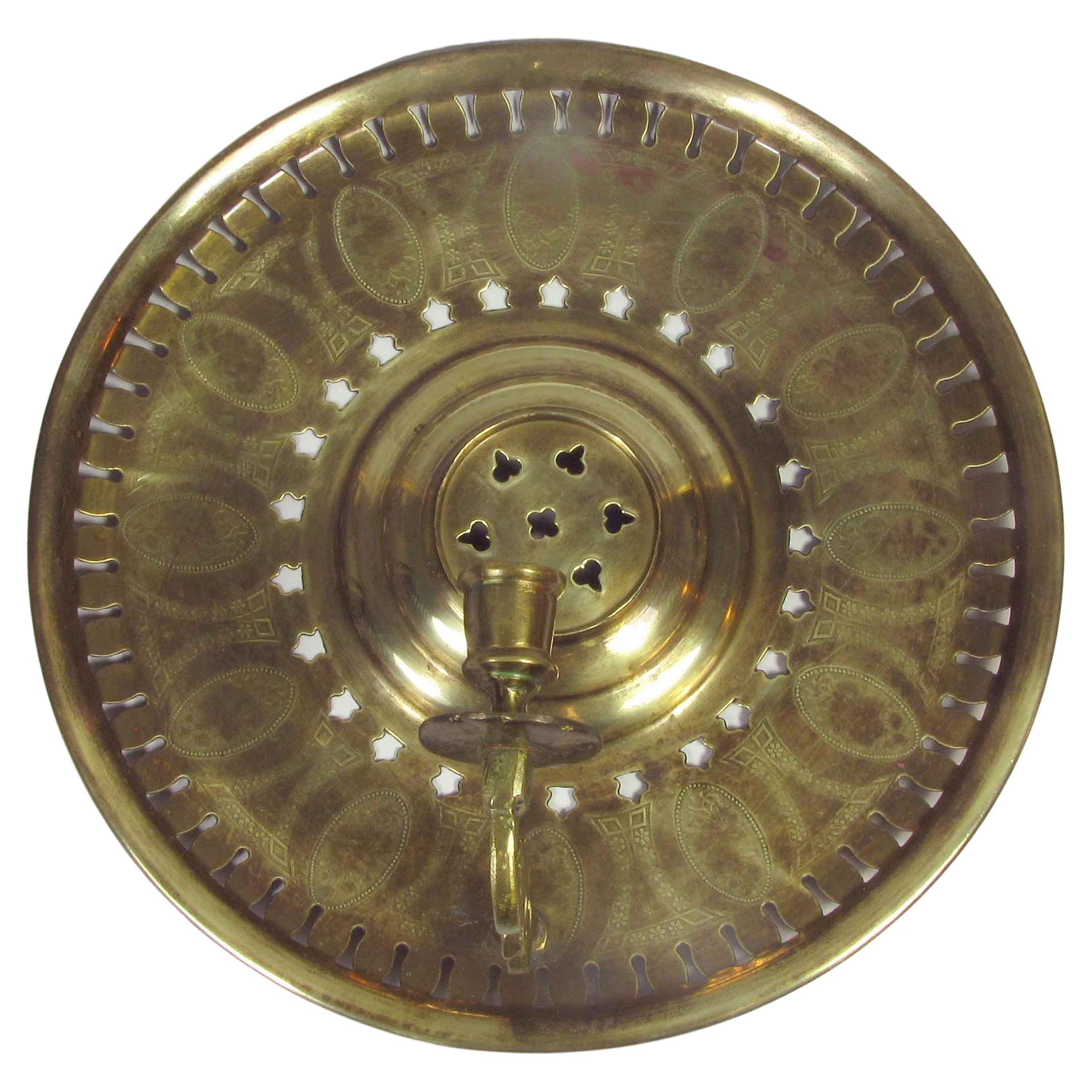 Single German Jugendstil Pierced Brass Wall Sconce, circa 1900 For Sale