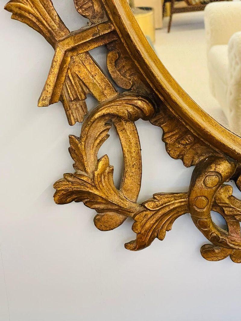 Single Giltwood Italian Floral Motif Mirror, Wall / Console / Pier, Italy, 1960s For Sale 2