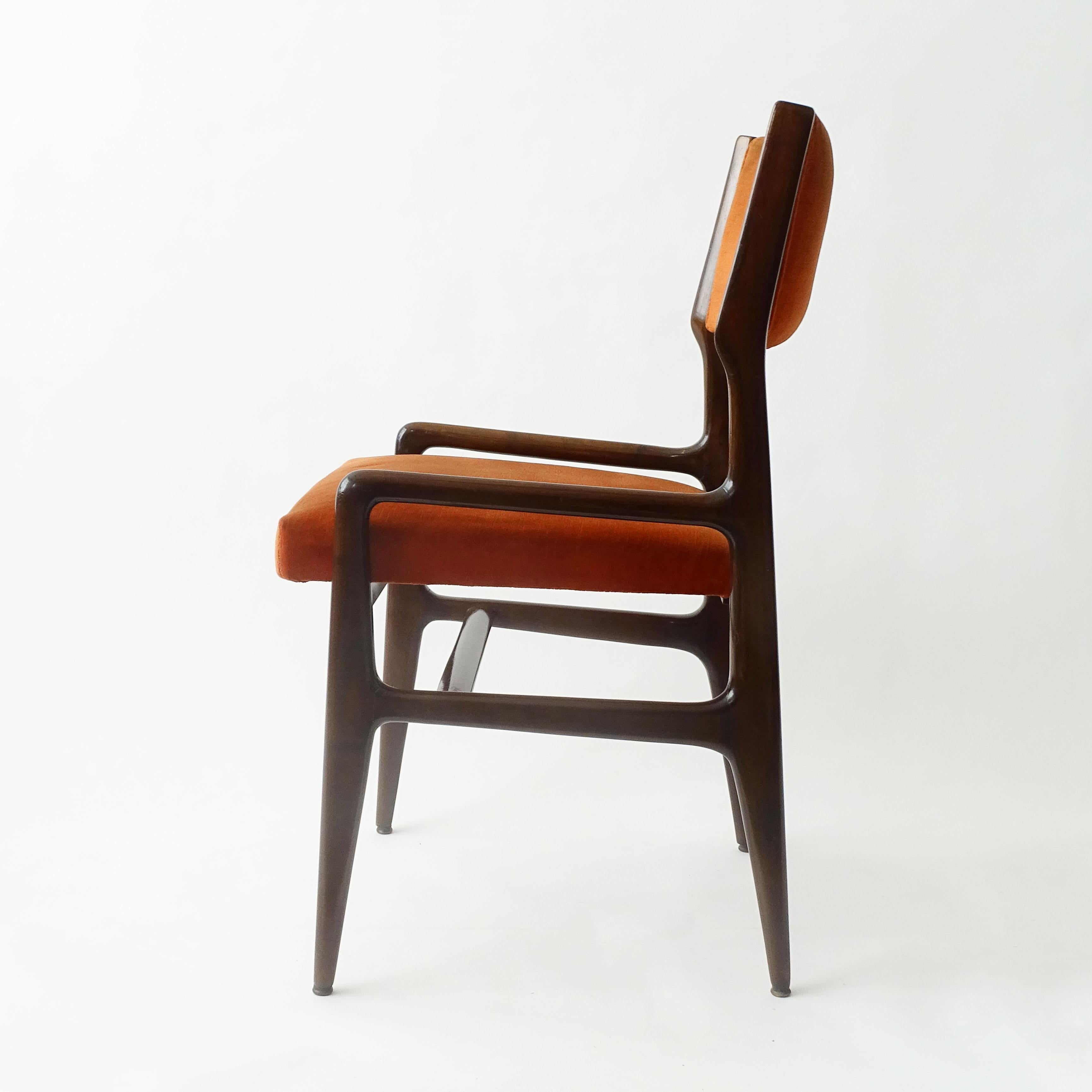 Einzelner Gio Ponti-Stuhl für Cassina, Italien 1950er Jahre (Samt) im Angebot