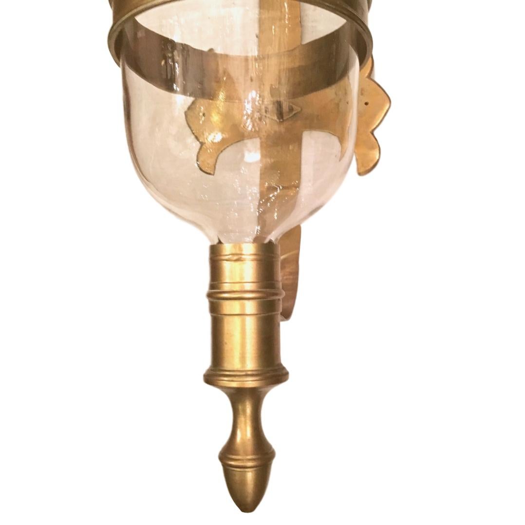A large single circa 1960s English glass bell jar sconce with bronze hardware and single interior light.

Measurements:
Height 28