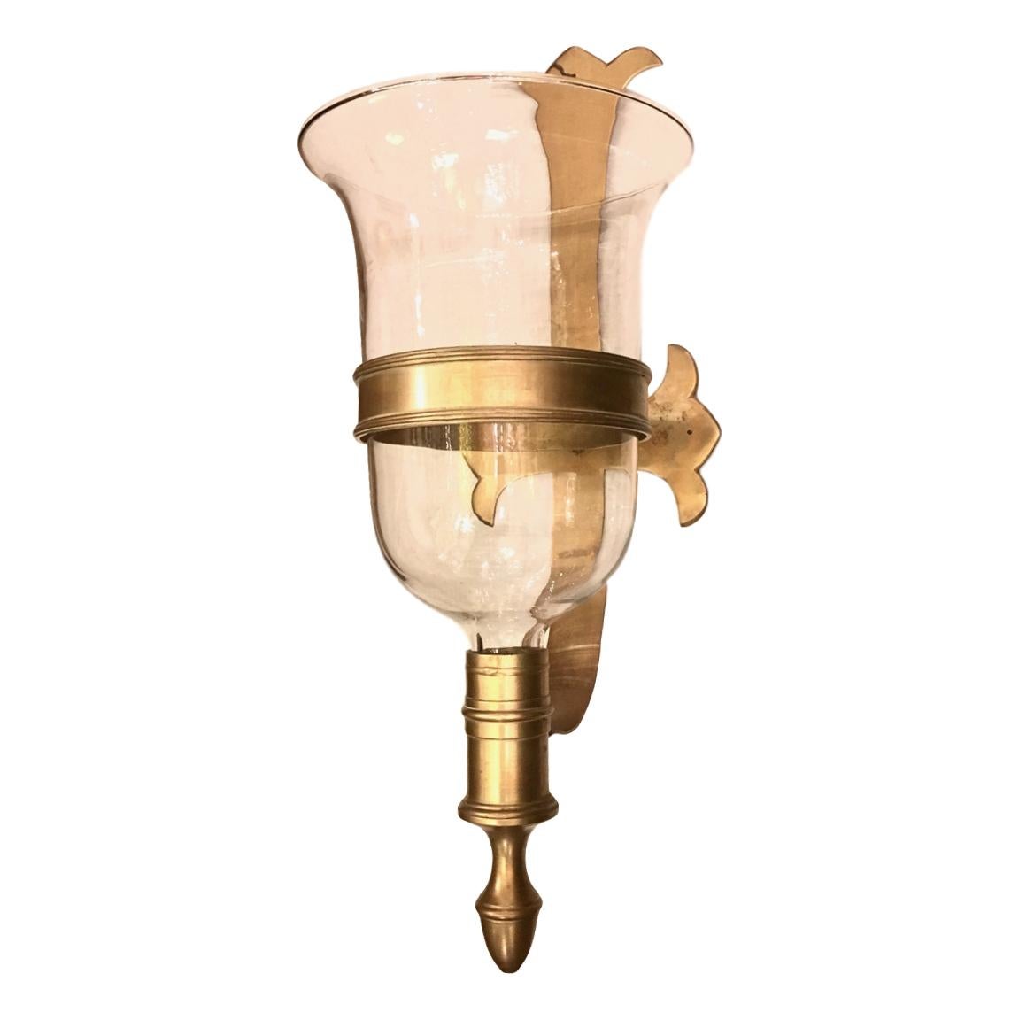 English Single Glass Bell Jar Sconce For Sale