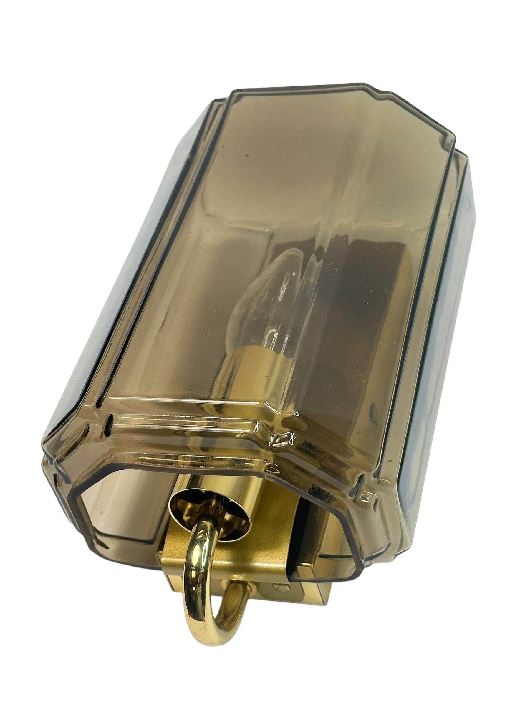 Single Glass & Brass Sconce by Glashuette Limburg, Germany, 1960s In Good Condition For Sale In Nuernberg, DE