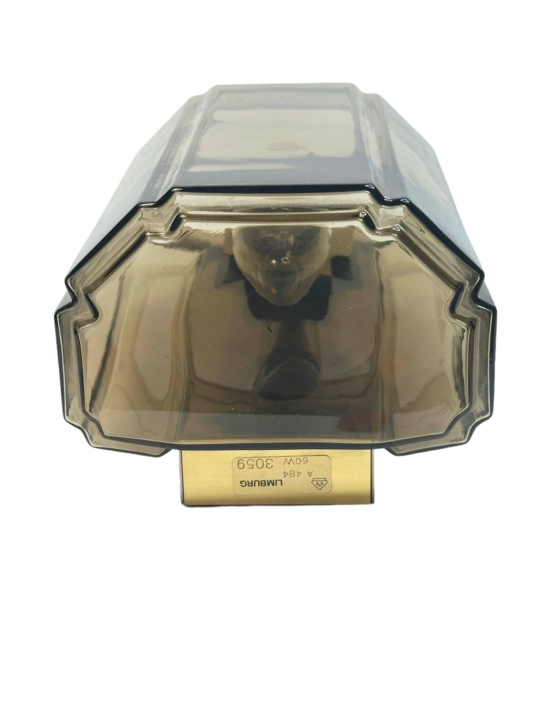 Metal Single Glass & Brass Sconce by Glashuette Limburg, Germany, 1960s For Sale