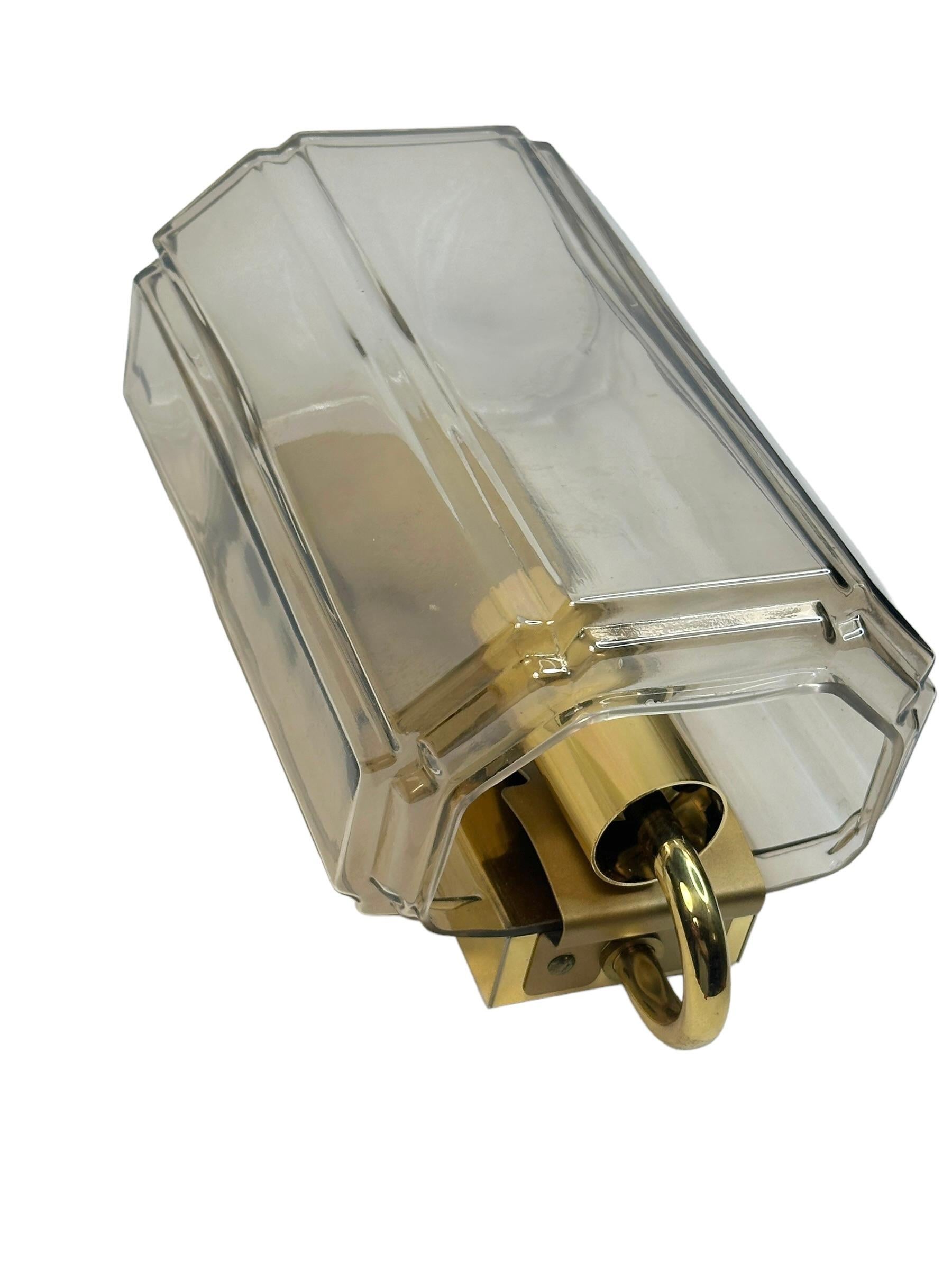 Metal Single Glass & Brass Sconce by Glashuette Limburg, Germany, 1960s For Sale
