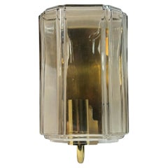 Single Glass & Brass Sconce by Glashuette Limburg, Germany, 1960s